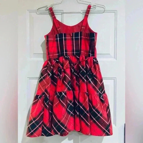 Holiday Red Plaid Dress Bolero Black Velour size 12 - Picture 5 of 7